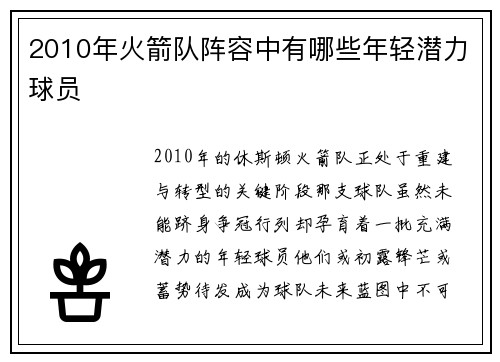 2010年火箭队阵容中有哪些年轻潜力球员